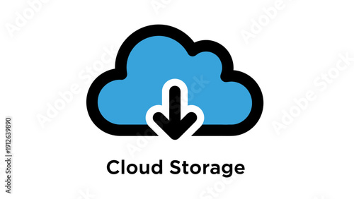 Cloud Data Download Icon. Flat Vector Graphic for Storage, Backup, and Technology Interface Design.