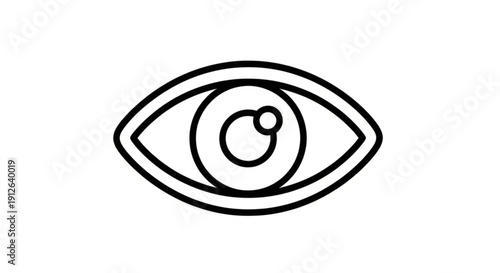 Detailed illustration of a stylized eye with a circular iris and pupil on a plain white background
