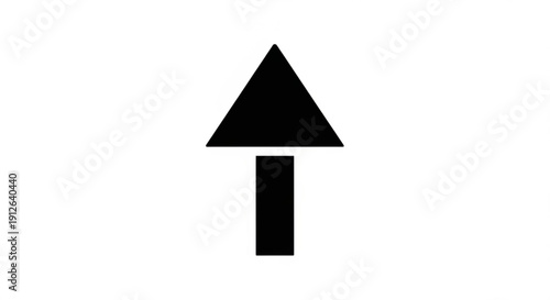 Black upward pointing arrow symbol on white background direction indicator navigation sign simple graphic element