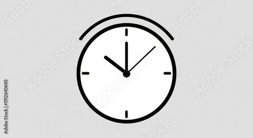 Alarm clock icon with curved line on gray background symbolizing time and urgency in a simple modern design
