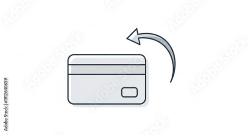 Grey credit card with curved arrow pointing right for payment or transaction