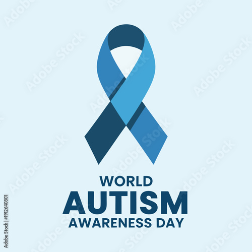 A vibrant blue ribbon with layered design represents world autism awareness day and support efforts