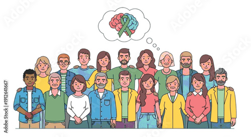 A happy group of diverse children and friends in different poses and situations, including kids playing and students drawing, shown in a colorful cartoon vector illustration of childhood friendship