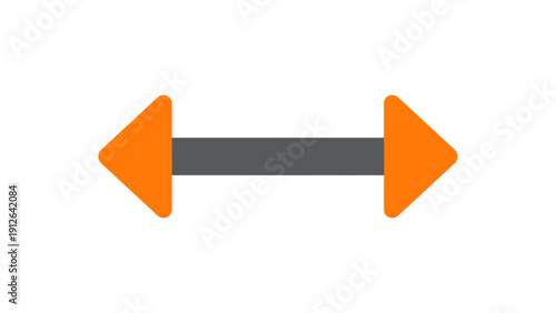 Horizontal Resize Icon. Width Adjustment Indicator. Flat Orange and Gray Arrows Symbol for UI/UX Design.