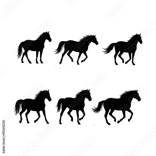 Running Horse Silhouette Vector Set Pack