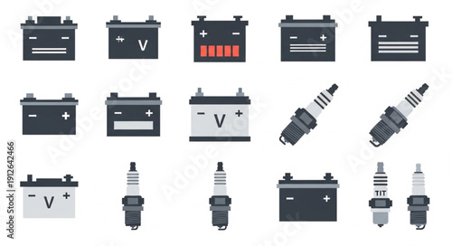Car Batteries and Spark Plugs Collection.