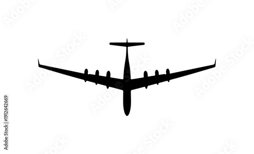 Modern Vector Illustration of a Black Commercial Airliner