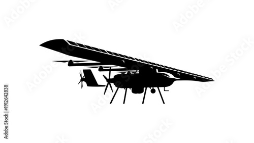 Modern Stealth Drone Vector Illustration in Black and White