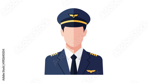 Pilot in Uniform Portrait Illustration.