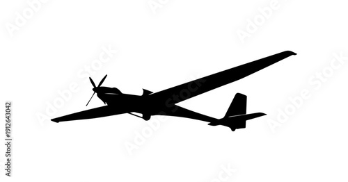 Black and White Silhouette of a Glider Aircraft in Flight