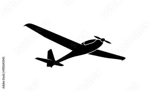 Minimalist Black and White Vector Glider Aircraft