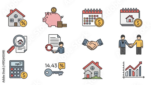 Real Estate and Finance Icons Set.