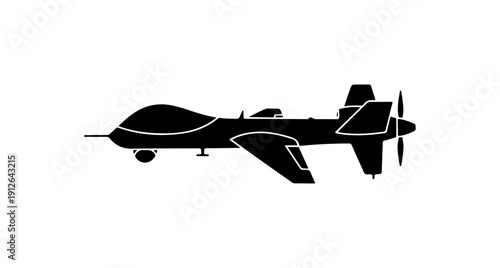 Modern Black Vector Drone Aircraft Illustration