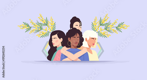 Diverse women united in solidarity for International Womens Day.