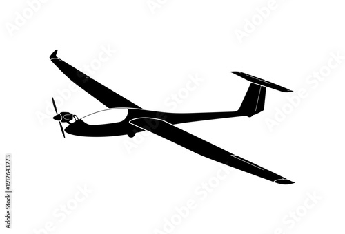 Modern Black Glider Aircraft Vector Illustration