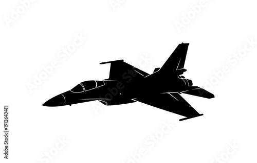 Modern Black Vector Fighter Jet Illustration