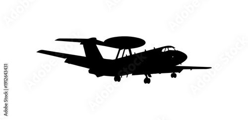 Black and White Vector Illustration of an Early Warning Aircraft