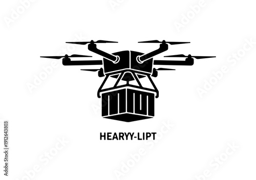 Drone with Building Logo Vector Illustration - Hearyy-Lipt Branding Concept