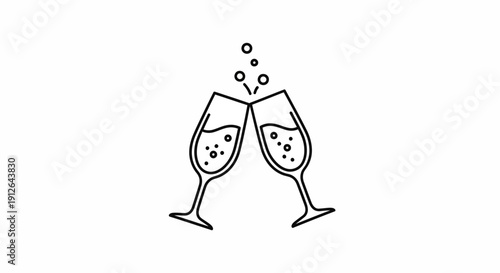 Champagne Toast Celebration: Two Glasses Clinking with Bubbles and Cheers