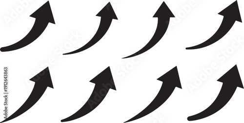 Black Arrows Pointing Upward in Different Directions on White