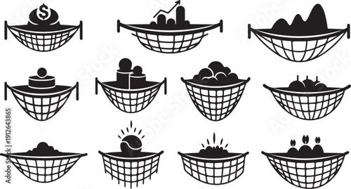 Collection of wire mesh baskets with various objects inside