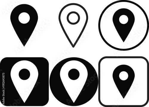 Map pin icon. location pin place marker. Location icon. Map marker pointer icon set. GPS location symbol collection. Modern map markers. Vector icon isolated on transparent background. Stock  Vector.