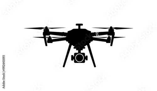 Modern Quadcopter Drone with Camera - Minimalist Vector Design