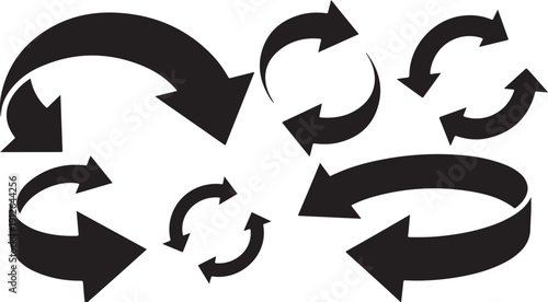 Collection of black arrows on white background directions