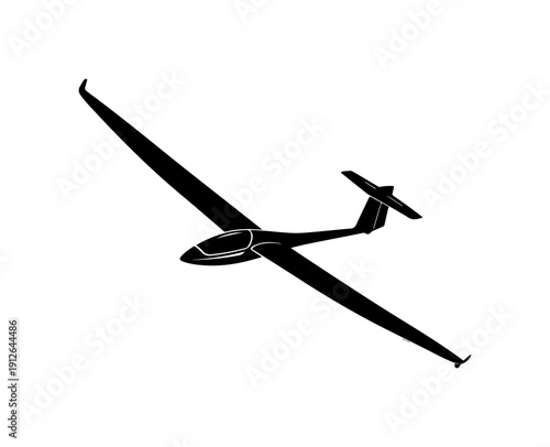 Black and White Glider Aircraft Vector Illustration