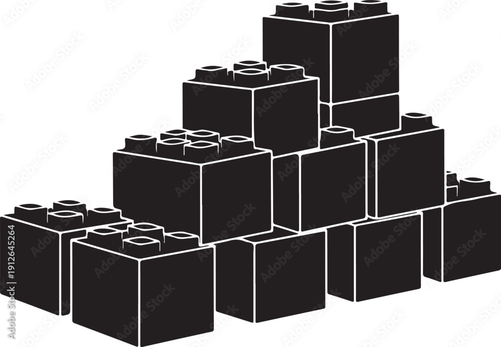 Fototapeta premium Black Lego Blocks Stacked in a Pyramid Shape Design