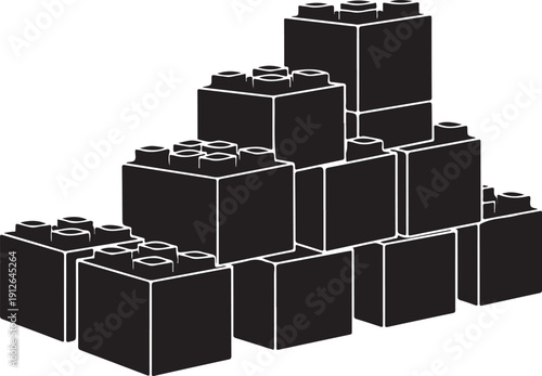 Black Lego Blocks Stacked in a Pyramid Shape Design