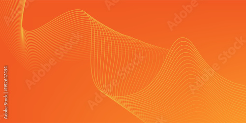 Design abstract background with dynamic orange waves, lines and particles. particles patterns