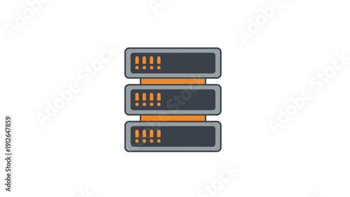 Server Rack Stack Icon. Data Center Technology Illustration for Web Hosting and Network Infrastructure Symbol.