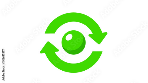 Green Recycling Circular Economy Icon. Refresh, Sustainability, and Continuous Process Symbol.