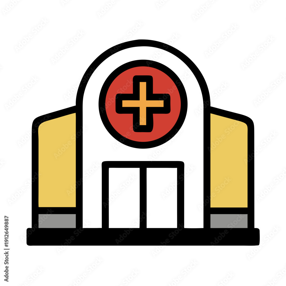 Obraz premium Hospital Building Line Icon for Healthcare Facility