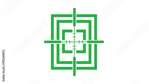 Abstract Green Sniper Scope Reticle Icon. Military Crosshair Aiming Point Vector Symbol for Targeting, Precision, and Focus.