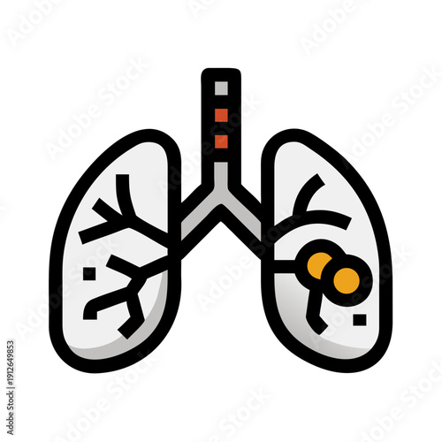 Lungs Anatomy Line Icon for Pulmonology Concept