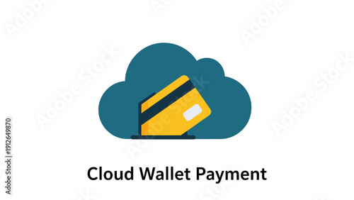 Digital Cloud Wallet Payment Icon. Secure Mobile Banking and Online Credit Card Storage Technology Illustration.
