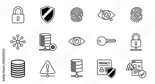 Security Icons Representing Protection and Privacy.