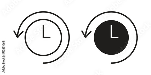 History icon in black line style set. logotype designs