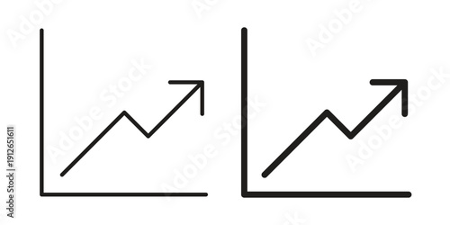 Line chart icon in black line style set. logotype designs