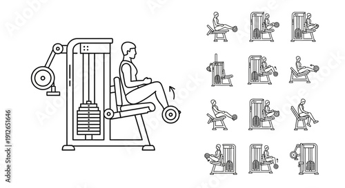 Leg Extension Machine Exercise: Man Working Out Quadriceps at Gym