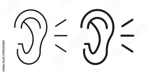 Listening icon in black line style set. logotype designs