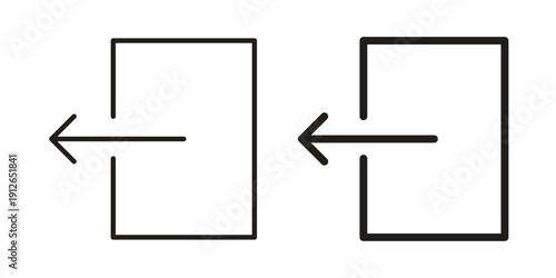 Log out icon in black line style set. logotype designs