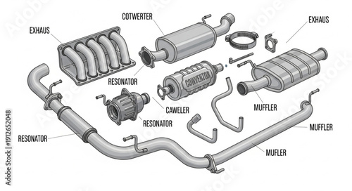 Car Exhaust System Parts Diagram.