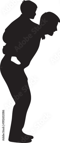 Person giving a toddler a piggyback ride silhouette isolated on white background minimalist parenting and family bonding illustration