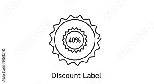 Discount Label Icon with 40% Off, Sale Badge, Price Tag, Special Offer, Marketing Promotion
