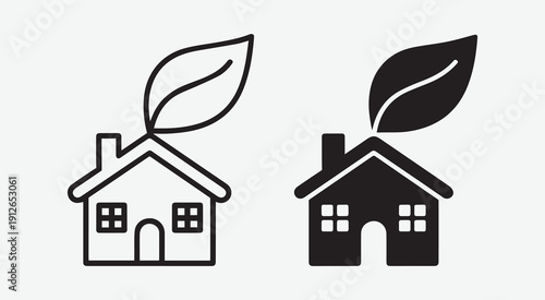 Eco-Friendly Home Icons Sustainable Living and Green House Symbol