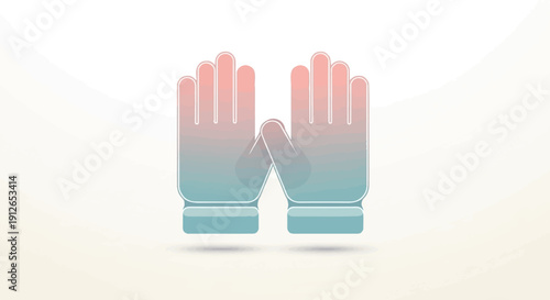 Two stylized gloves with a gradient of pink and blue on a white background