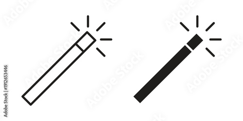 Magic wand icon in black line style set. logotype designs